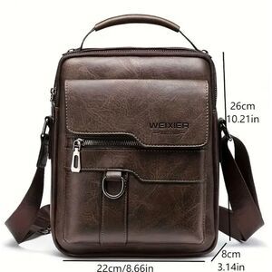 NWT WEIXIER Vintage Brown Shoulder Spacious Multi-Pocket Office Travel Bag